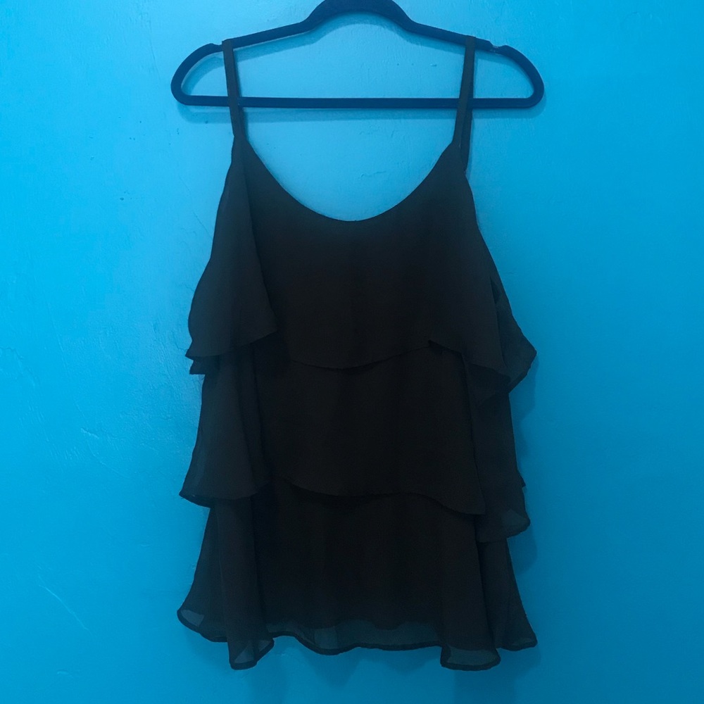 Black Layered Chiffon Tank Top